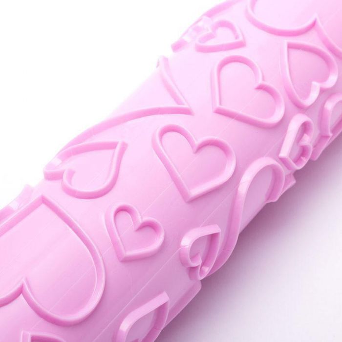 Fondant Roller Pink Heart Impression Rolling Pin